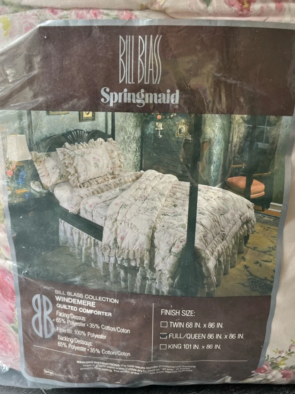 Deadstock 80’s Vintage Bill Blass Springmaid Windemere Floral Rose Comfortor Set